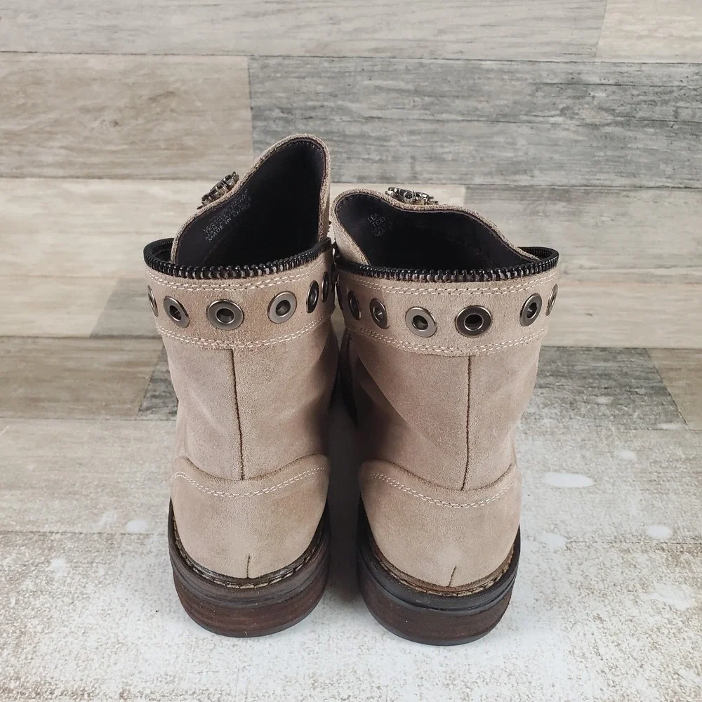 Vince Camuto Sefella Womens Ankle Boots Sz 12 M Vison Crosta Lace Up Round Toe